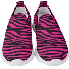 Pink Zebra Kids  Slip On Sneakers by Angelandspot