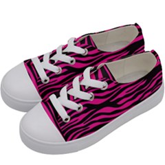 Pink Zebra Kids  Low Top Canvas Sneakers by Angelandspot