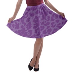 Purple Big Cat Pattern A-line Skater Skirt by Angelandspot
