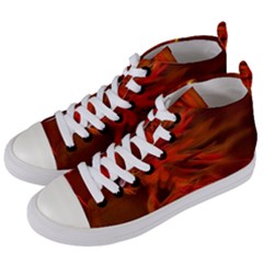 Fire Lion Flame Light Mystical Women s Mid-top Canvas Sneakers by HermanTelo
