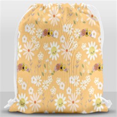 Cream Floral Drawstring Bag (large) by Sparkle