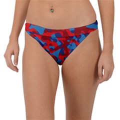 Red And Blue Camouflage Pattern Band Bikini Bottom by SpinnyChairDesigns