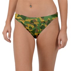 Yellow Green Brown Camouflage Band Bikini Bottom by SpinnyChairDesigns