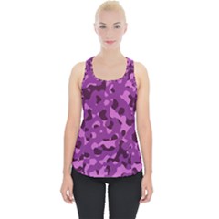 Dark Purple Camouflage Pattern Piece Up Tank Top by SpinnyChairDesigns