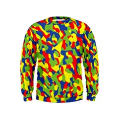 Colorful Rainbow Camouflage Pattern Kids  Sweatshirt by SpinnyChairDesigns