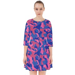 Blue And Pink Camouflage Pattern Smock Dress by SpinnyChairDesigns