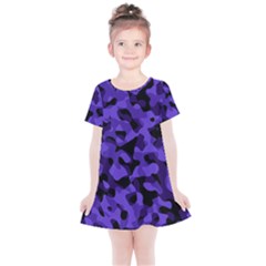 Purple Black Camouflage Pattern Kids  Simple Cotton Dress by SpinnyChairDesigns