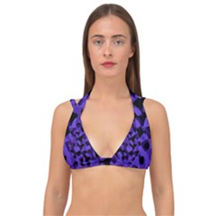 Purple Black Camouflage Pattern Double Strap Halter Bikini Top by SpinnyChairDesigns