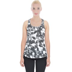 Grey And White Camouflage Pattern Piece Up Tank Top by SpinnyChairDesigns