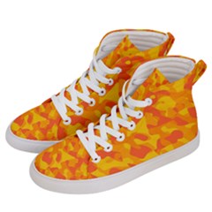 Orange And Yellow Camouflage Pattern Women s Hi-top Skate Sneakers by SpinnyChairDesigns