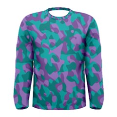 Purple And Teal Camouflage Pattern Men s Long Sleeve Tee by SpinnyChairDesigns