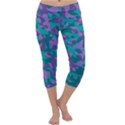 Purple and Teal Camouflage Pattern Capri Yoga Leggings View1
