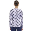 Cat Dog Animal Paw Prints Pattern Black and White V-Neck Long Sleeve Top View2