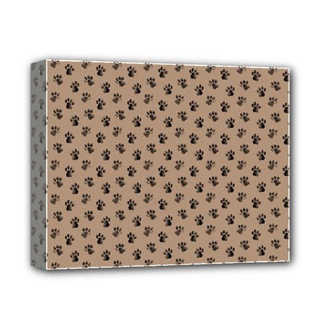 Cat Dog Animal Paw Prints Pattern Brown Black Deluxe Canvas 14  X 11  (stretched) by SpinnyChairDesigns