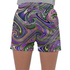 Abstract Art Purple Swirls Pattern Sleepwear Shorts by SpinnyChairDesigns