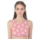 Animal Cat Dog Prints Pattern Pink White Tank Bikini Top View1