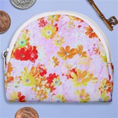 Cosmos Flowers Orange Horseshoe Style Canvas Pouch by DinkovaArt