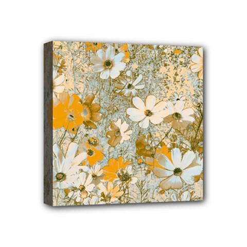 Cosmos Flowers Sepia Color Mini Canvas 4  X 4  (stretched) by DinkovaArt