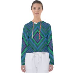 Blue Green Diamond Pattern Women s Slouchy Sweat by SpinnyChairDesigns