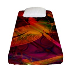 Dragonflies Abstract Colorful Pattern Fitted Sheet (single Size) by SpinnyChairDesigns