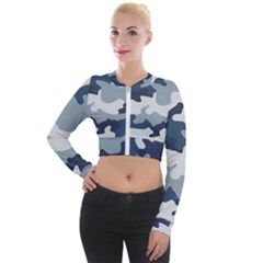 Camo Blue Long Sleeve Cropped Velvet Jacket by MooMoosMumma