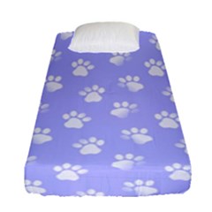 Animal Cat Dog Paw Prints Pattern Fitted Sheet (single Size) by SpinnyChairDesigns