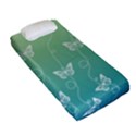 White Butterflies on Blue and Light Green Fitted Sheet (Single Size) View2