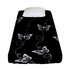 Black And White Butterfly Pattern Fitted Sheet (single Size) by SpinnyChairDesigns