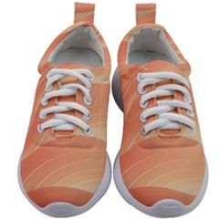 Coral Peach Swoosh Kids Athletic Shoes by SpinnyChairDesigns