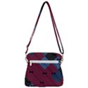Burgundy Black Blue Abstract Check Pattern Zipper Messenger Bag View3