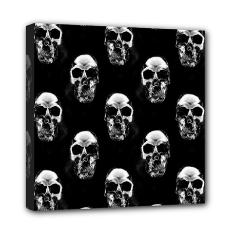 Black And White Skulls Mini Canvas 8  X 8  (stretched) by SpinnyChairDesigns