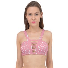 Cute Pink And White Hearts Cage Up Bikini Top by SpinnyChairDesigns
