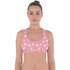 Cute Pink And White Hearts Cross Back Hipster Bikini Top  by SpinnyChairDesigns