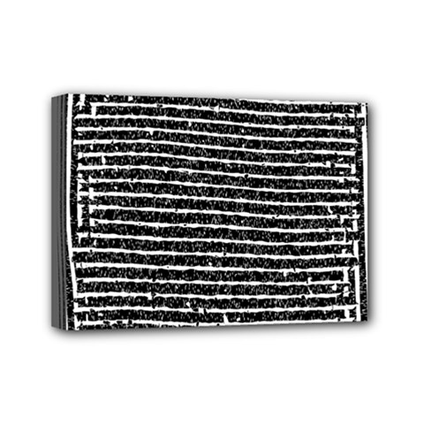 Black And White Abstract Grunge Stripes Mini Canvas 7  X 5  (stretched) by SpinnyChairDesigns