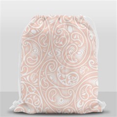 Barely There White Paisley Pattern Drawstring Bag (small) by SpinnyChairDesigns