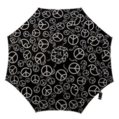 Black And White Peace Symbols Hook Handle Umbrellas (large) by SpinnyChairDesigns