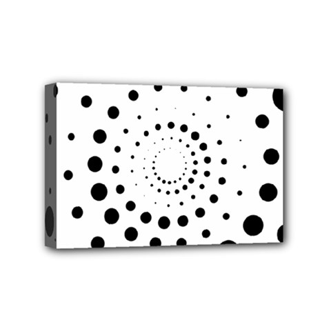 Abstract Black And White Polka Dots Mini Canvas 6  X 4  (stretched) by SpinnyChairDesigns