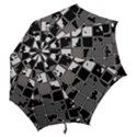 Black and White Checkered Grunge Pattern Hook Handle Umbrellas (Small) View2