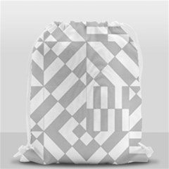 Truchet Tiles Grey White Pattern Drawstring Bag (small) by SpinnyChairDesigns