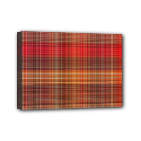 Madras Plaid Fall Colors Mini Canvas 7  X 5  (stretched) by SpinnyChairDesigns