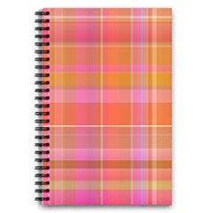 Pink Orange Madras Plaid 5 5  X 8 5  Notebook by SpinnyChairDesigns