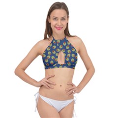Green Olives With Pimentos Cross Front Halter Bikini Top by SpinnyChairDesigns