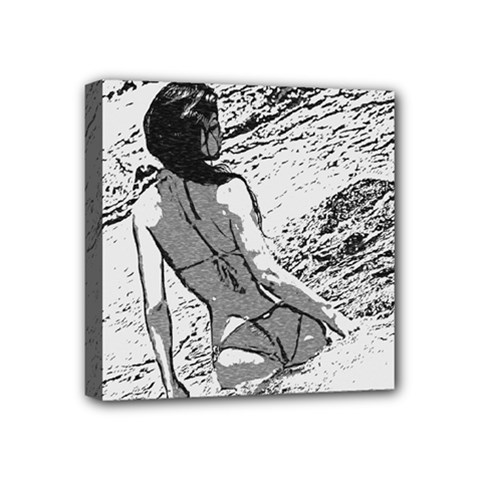 Beauty At The Beach, Bikini Girl Bathing In Bay Mini Canvas 4  X 4  (stretched) by Casemiro