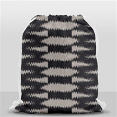 Black And White Zebra Ikat Stripes Drawstring Bag (small) by SpinnyChairDesigns