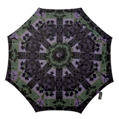 Chive Purple Black Abstract Art Pattern Hook Handle Umbrellas (medium) by SpinnyChairDesigns