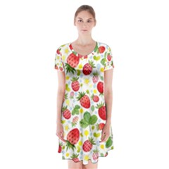 Huayi-vinyl-backdrops-for-photography-strawberry-wall-decoration-photo-backdrop-background-baby-show Short Sleeve V-neck Flare Dress by Sobalvarro