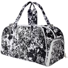 Black And White Grunge Stone Burner Gym Duffel Bag by SpinnyChairDesigns