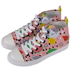 Cats And Fruits  Women s Mid-top Canvas Sneakers by Sobalvarro
