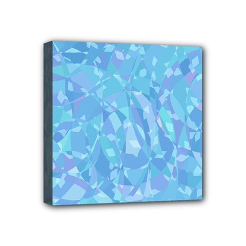 Light Blue Abstract Mosaic Art Color Mini Canvas 4  X 4  (stretched) by SpinnyChairDesigns