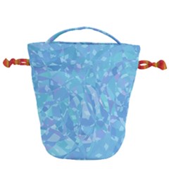 Light Blue Abstract Mosaic Art Color Drawstring Bucket Bag by SpinnyChairDesigns